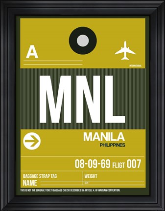 Framed MNL Manila Luggage Tag II Print