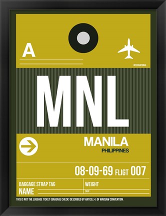 Framed MNL Manila Luggage Tag II Print