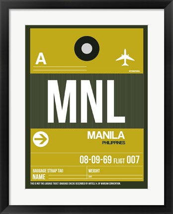 Framed MNL Manila Luggage Tag II Print