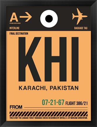 Framed KHI Karachi Luggage Tag I Print