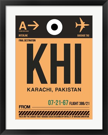 Framed KHI Karachi Luggage Tag I Print