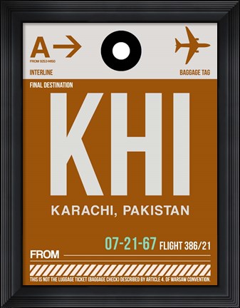 Framed KHI Karachi Luggage Tag II Print