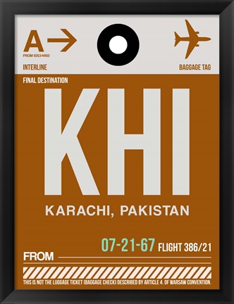 Framed KHI Karachi Luggage Tag II Print