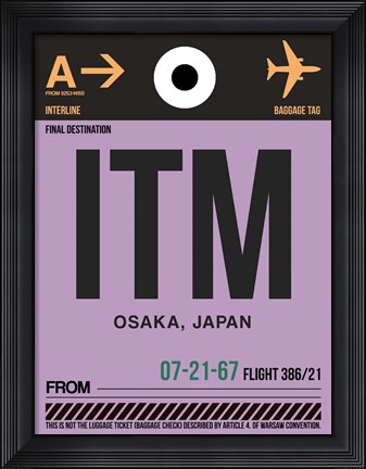 Framed ITM Osaka Luggage Tag I Print