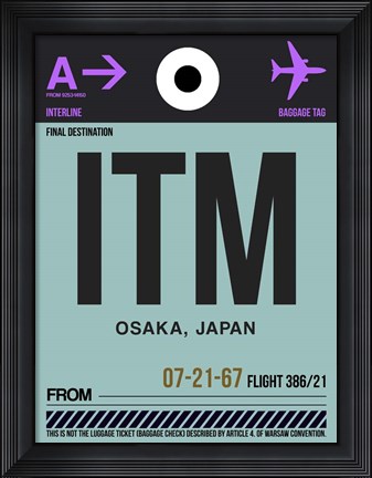 Framed ITM Osaka Luggage Tag II Print