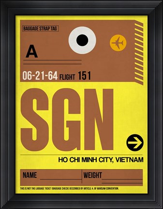 Framed SGN Ho Chi Minh City Luggage Tag I Print