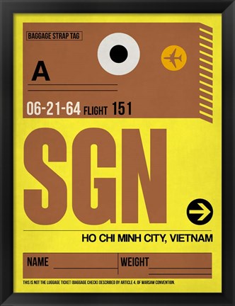 Framed SGN Ho Chi Minh City Luggage Tag I Print