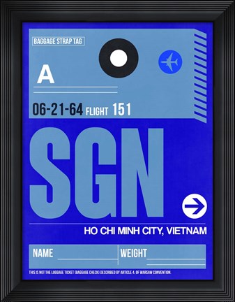 Framed SGN Ho Chi Minh City Luggage Tag I Print