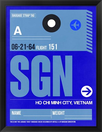 Framed SGN Ho Chi Minh City Luggage Tag I Print