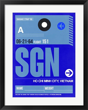 Framed SGN Ho Chi Minh City Luggage Tag I Print