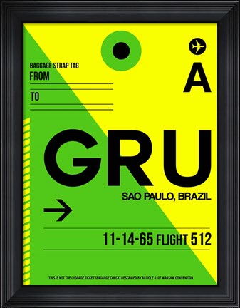 Framed GRU Sao Paulo Luggage Tag I Print