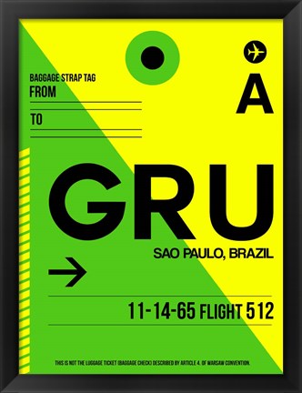 Framed GRU Sao Paulo Luggage Tag I Print