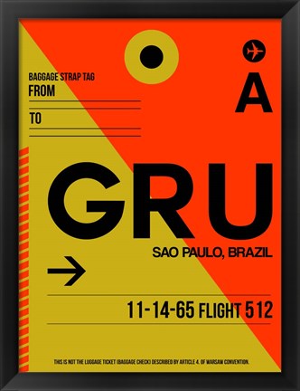 Framed GRU Sao Paulo Luggage Tag II Print