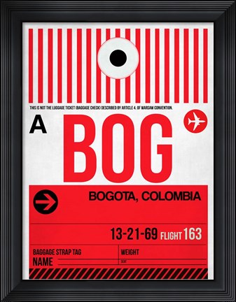 Framed BOG Bogota Luggage Tag I Print