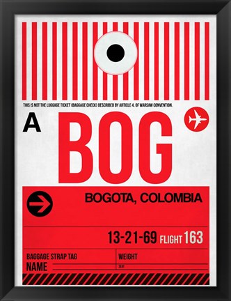 Framed BOG Bogota Luggage Tag I Print