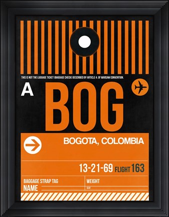 Framed BOG Bogota Luggage Tag II Print