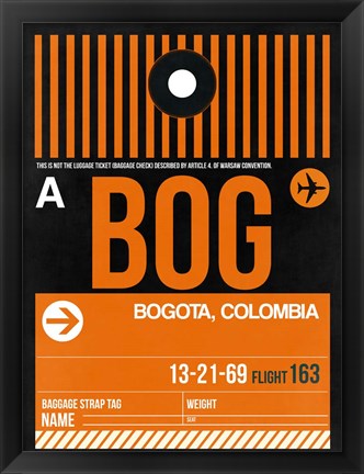 Framed BOG Bogota Luggage Tag II Print