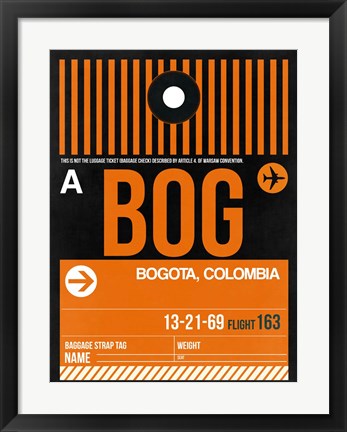 Framed BOG Bogota Luggage Tag II Print