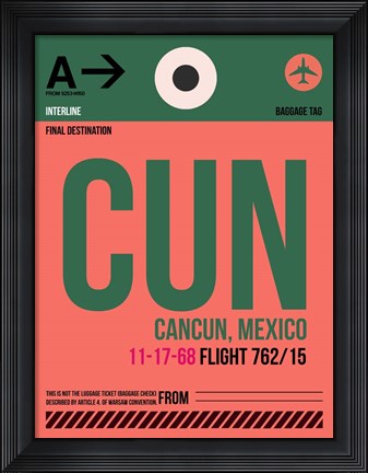Framed CUN Cuncun Luggage Tag II Print