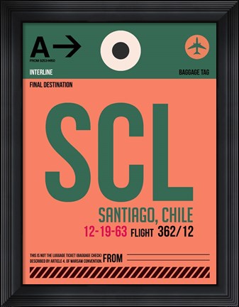 Framed SCL Santiago Luggage Tag I Print