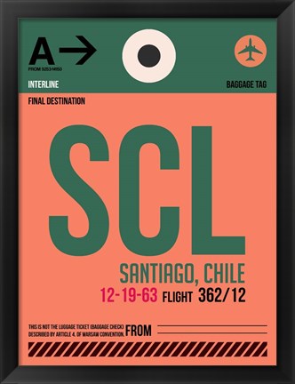 Framed SCL Santiago Luggage Tag I Print