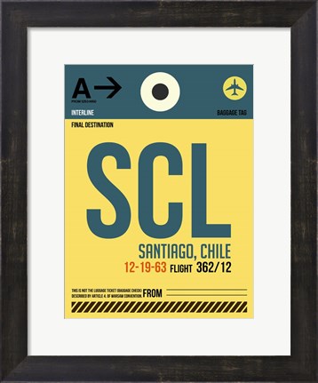 Framed SCL Santiago Luggage Tag II Print
