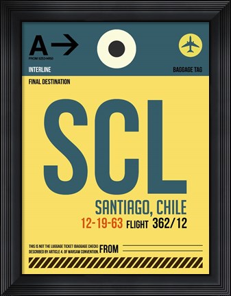 Framed SCL Santiago Luggage Tag II Print