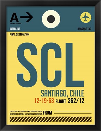 Framed SCL Santiago Luggage Tag II Print