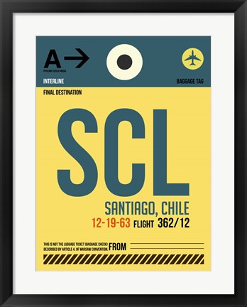 Framed SCL Santiago Luggage Tag II Print