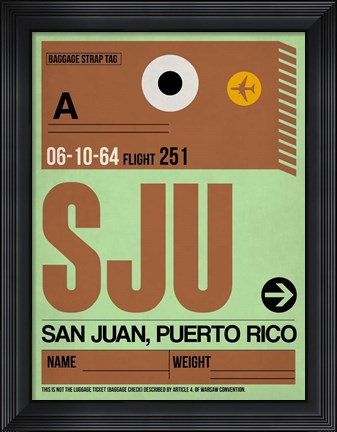 Framed SJU San Juan Luggage Tag I Print