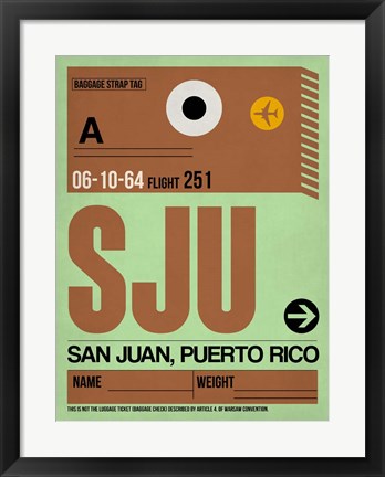 Framed SJU San Juan Luggage Tag I Print