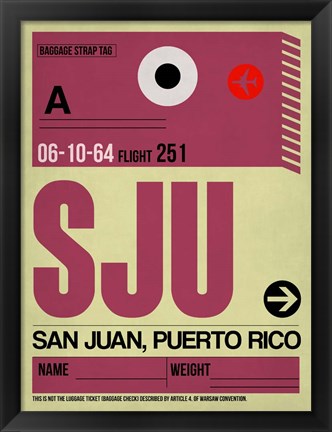 Framed SJU San Juan Luggage Tag II Print