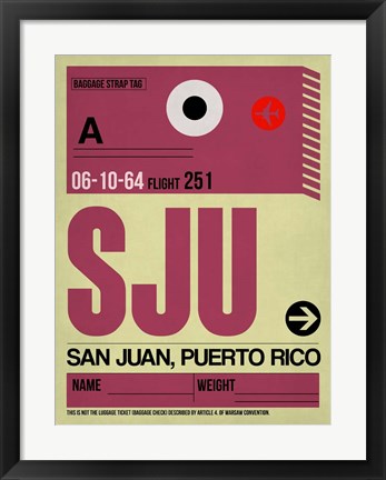 Framed SJU San Juan Luggage Tag II Print