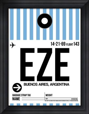 Framed EZE Buenos Aires Luggage Tag I Print