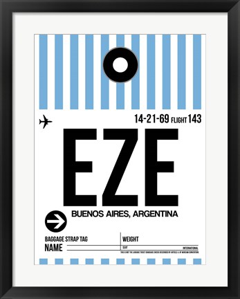 Framed EZE Buenos Aires Luggage Tag I Print