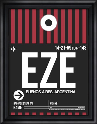 Framed EZE Buenos Aires Luggage Tag II Print