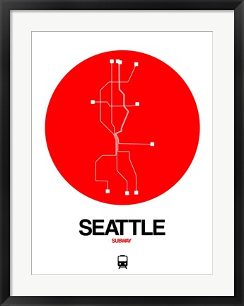 Framed Seattle Red Subway Map Print