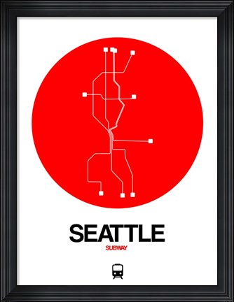 Framed Seattle Red Subway Map Print