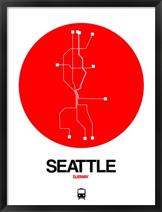 Framed Seattle Red Subway Map Print