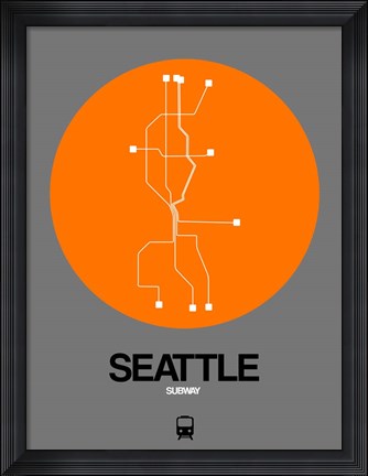 Framed Seattle Orange Subway Map Print