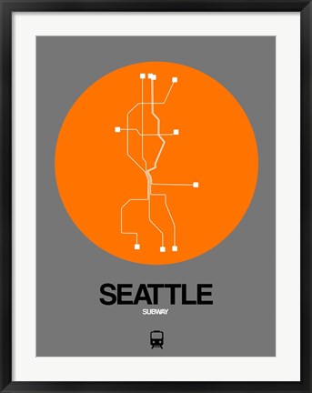 Framed Seattle Orange Subway Map Print