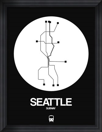 Framed Seattle White Subway Map Print