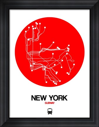 Framed New York Red Subway Map Print