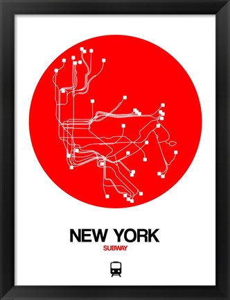 Framed New York Red Subway Map Print