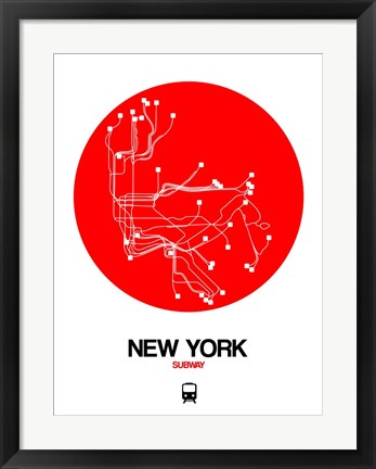 Framed New York Red Subway Map Print