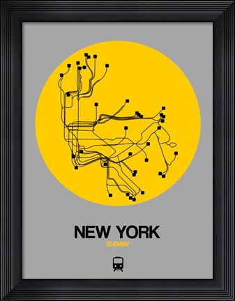 Framed New York Yellow Subway Map Print