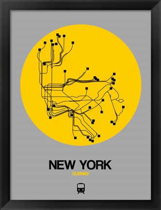 Framed New York Yellow Subway Map Print