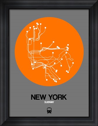 Framed New York Orange Subway Map Print