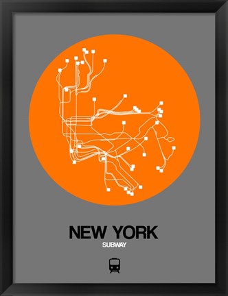 Framed New York Orange Subway Map Print