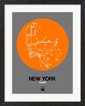 Framed New York Orange Subway Map Print